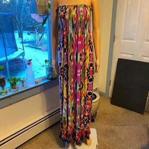 Just Love Stretchy Chevron No Straps Maxi Dress Women Size M